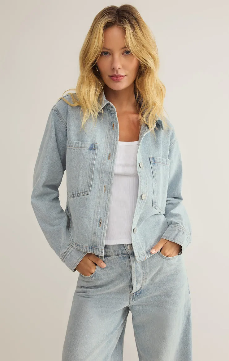 Z-Supply All Day Cropped Denim Jacket - FADED INDIGO sold by Sun Diego Boardshops