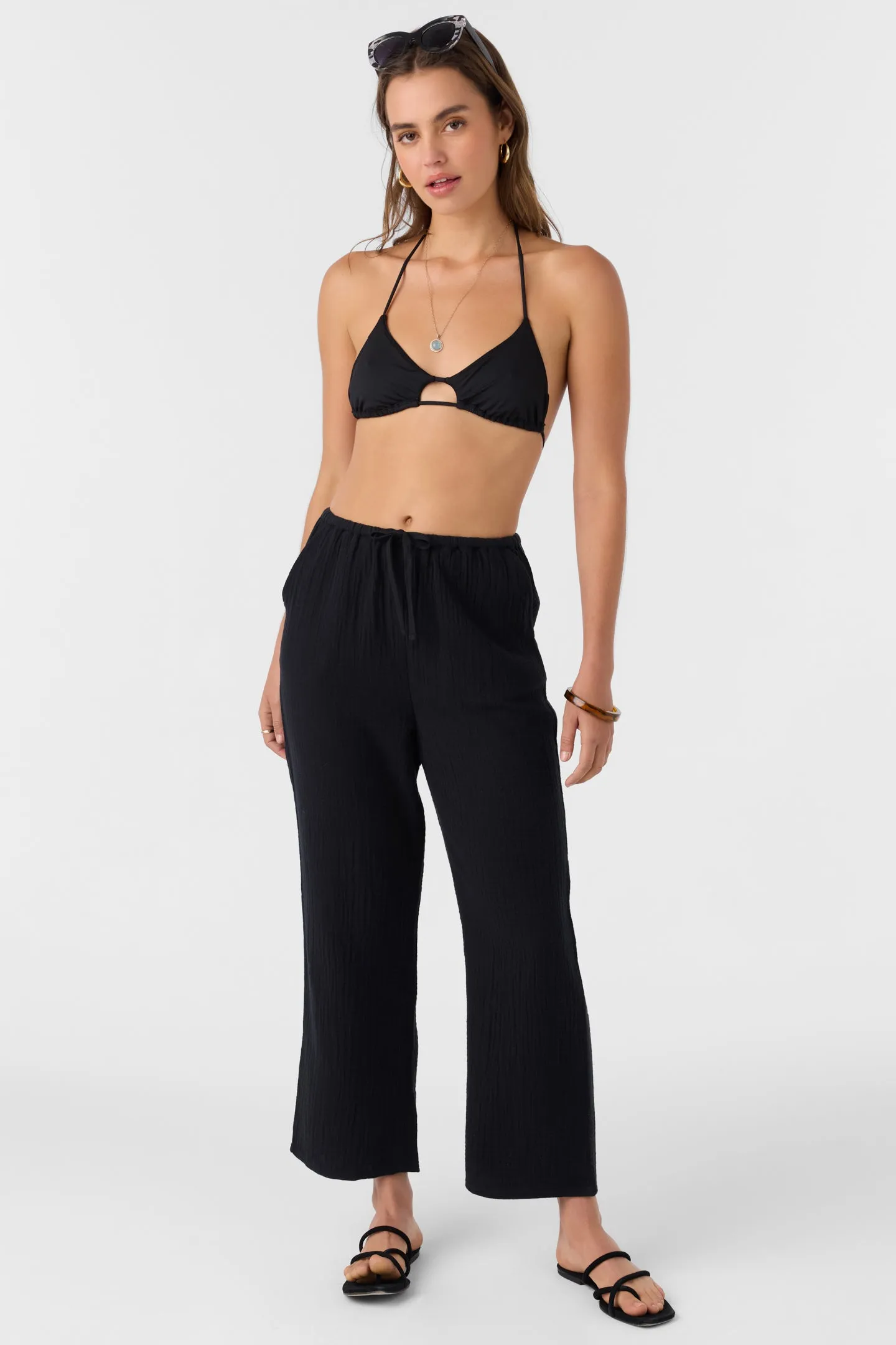 O'Neill BRENDA CRINKLE DOUBLE GAUZE BEACH PANTS - BLACK sold by Sun Diego Boardshops