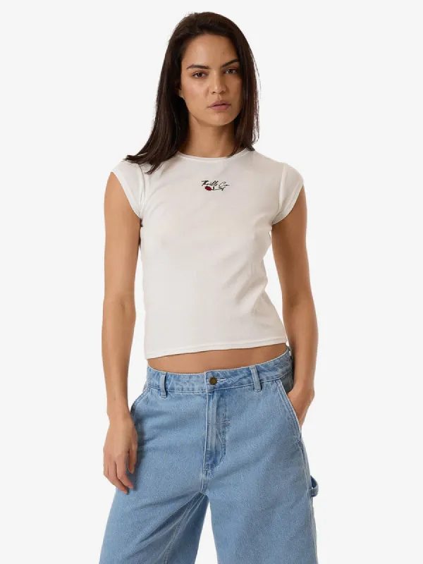 THRILLS Signature Rose Cap Sleeve Tee - DIRTY WHITE sold by Sun Diego Boardshops