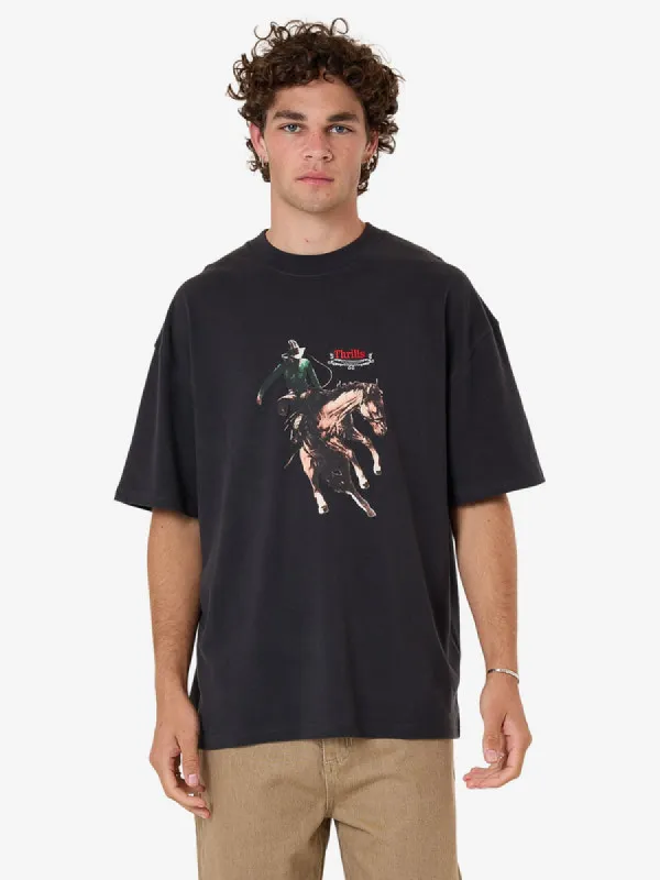 THRILLS Eternal Outlaw Box Fit Oversize Tee - WASHED BLACK sold by Sun Diego Boardshops