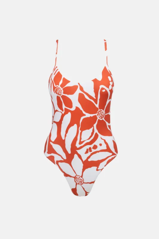 Rhythm Poppy Floral Cross Back One Piece - RED sold by Sun Diego Boardshops