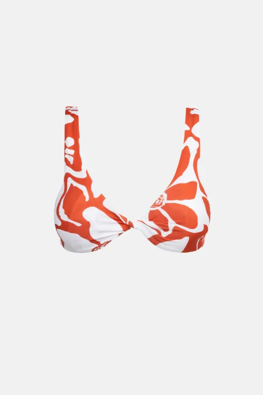 Rhythm Poppy Floral Twist Front Top - RED sold by Sun Diego Boardshops