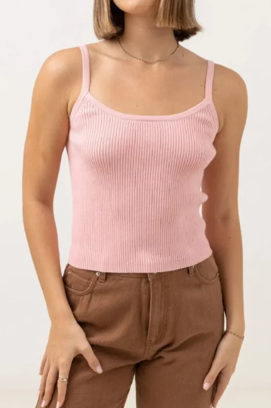 Rhythm Yumi Knit Tank Top - PINK sold by Sun Diego Boardshops