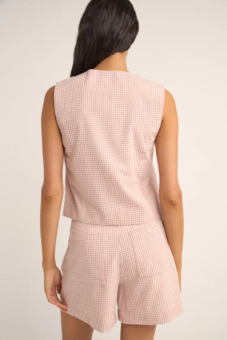 Rhythm Lola Check Vest - DUSTY PINK sold by Sun Diego Boardshops product image thumbnail 2