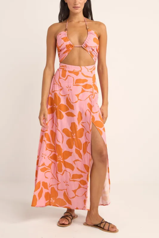 Rhythm Bora Bora Floral Cut Out Maxi Dress - PINK sold by Sun Diego Boardshops