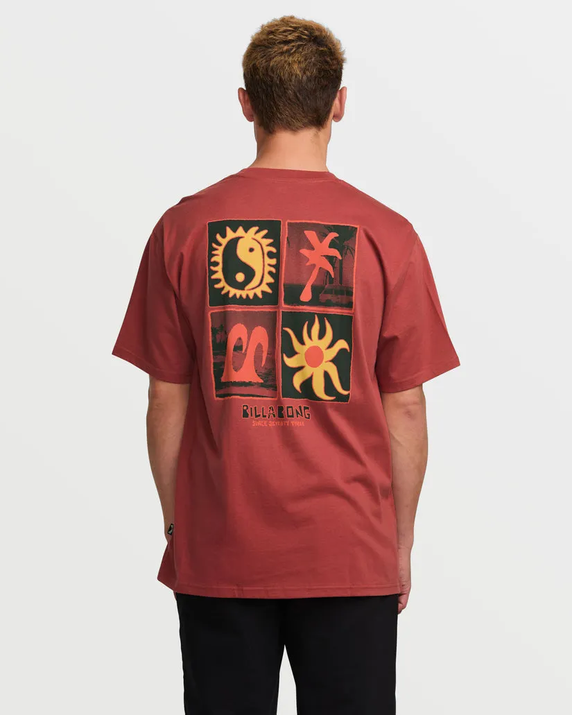 Billabong Twin Peaks Regular Short Sleeve Tee - DUSTY RED sold by Sun Diego Boardshops
