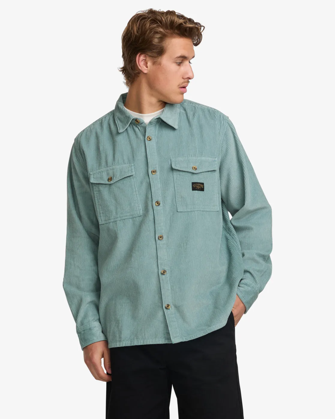 Billabong Bong Days Long Sleeve Cord Shirt - WASHED BLUE sold by Sun Diego Boardshops