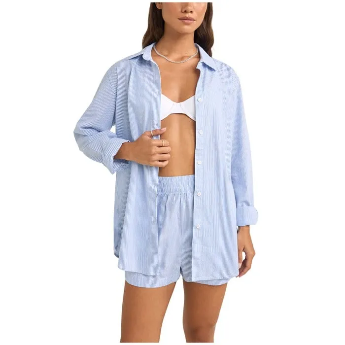 Rhythm Zephyr Stripe Shirt - BLUE sold by Sun Diego Boardshops