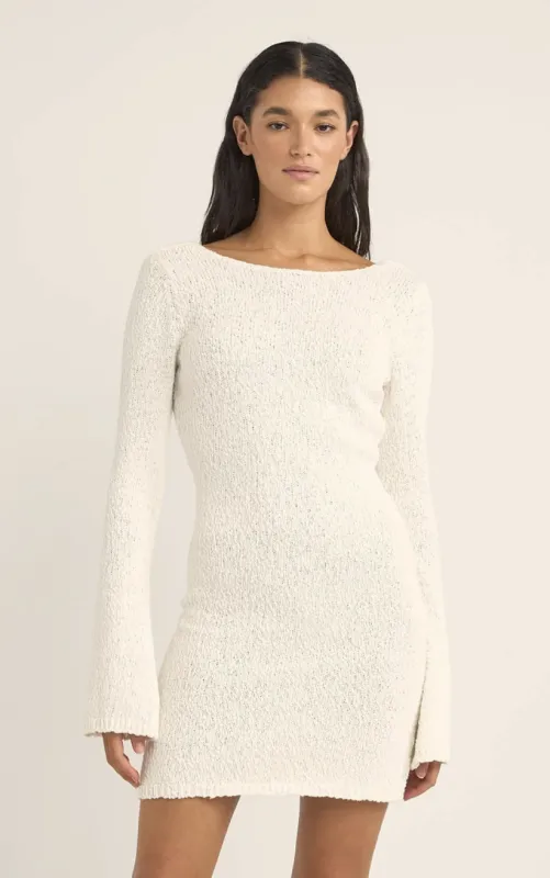 Rhythm Adele Long Sleeve Knit Dress - WHITE sold by Sun Diego Boardshops