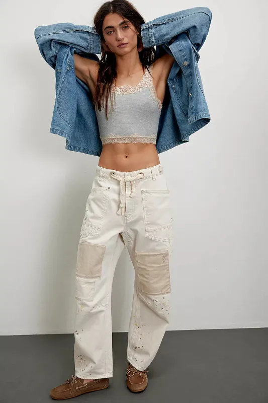 Free People We The Free Moxie Low Slung Pull-On Barrel Jeans - WHITE sold by Sun Diego Boardshops