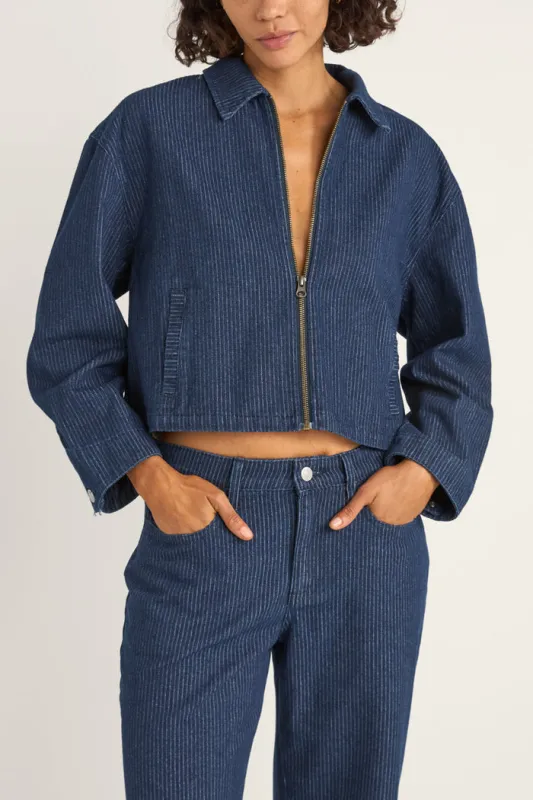 Rhythm Pinstripe Cropped Jacket - INDIGO sold by Sun Diego Boardshops