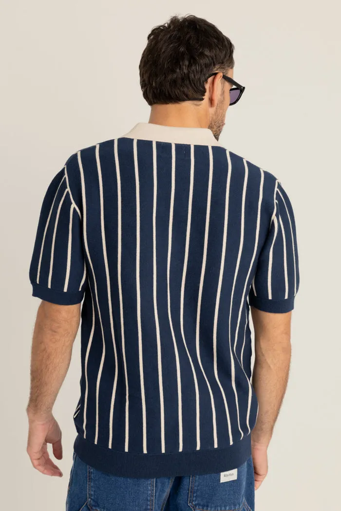 Rhythm Striped Knit Ss Polo - NAVY sold by Sun Diego Boardshops product image thumbnail 2