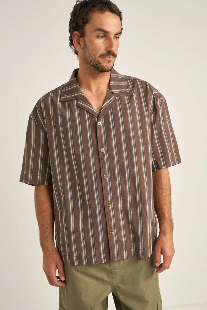 Rhythm Baja Relaxed Stripe Ss Shirt - CAFE LATTE sold by Sun Diego Boardshops