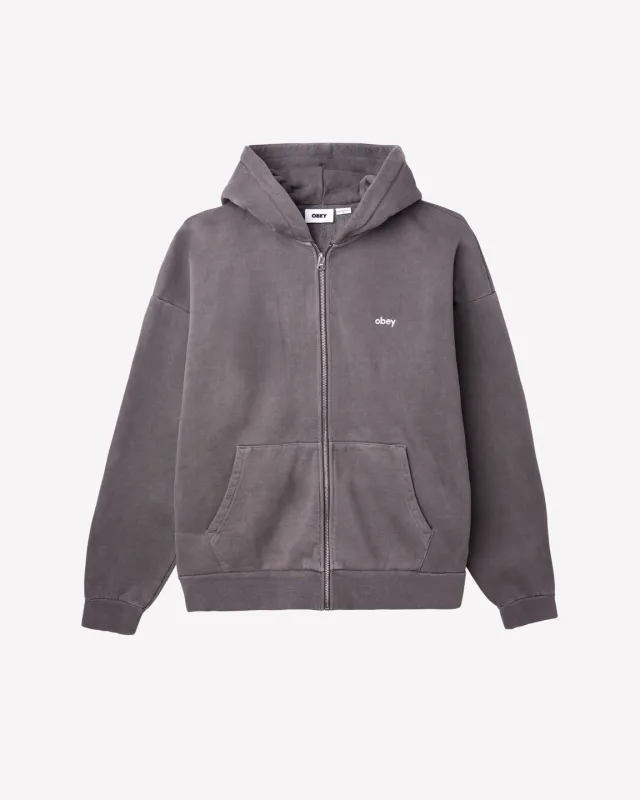 Obey LOWERCASE PIGMENT ZIP HOOD - DIGITAL BLACK sold by Sun Diego Boardshops