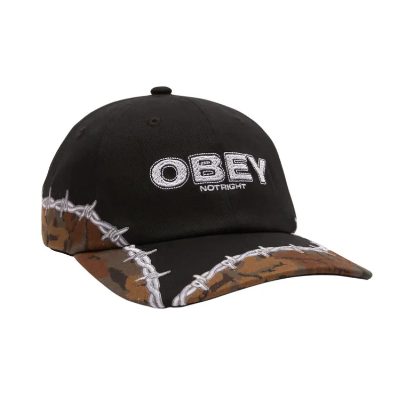 Obey Not Right 6 Panel Velcro Back - BLACK MULTI sold by Sun Diego Boardshops