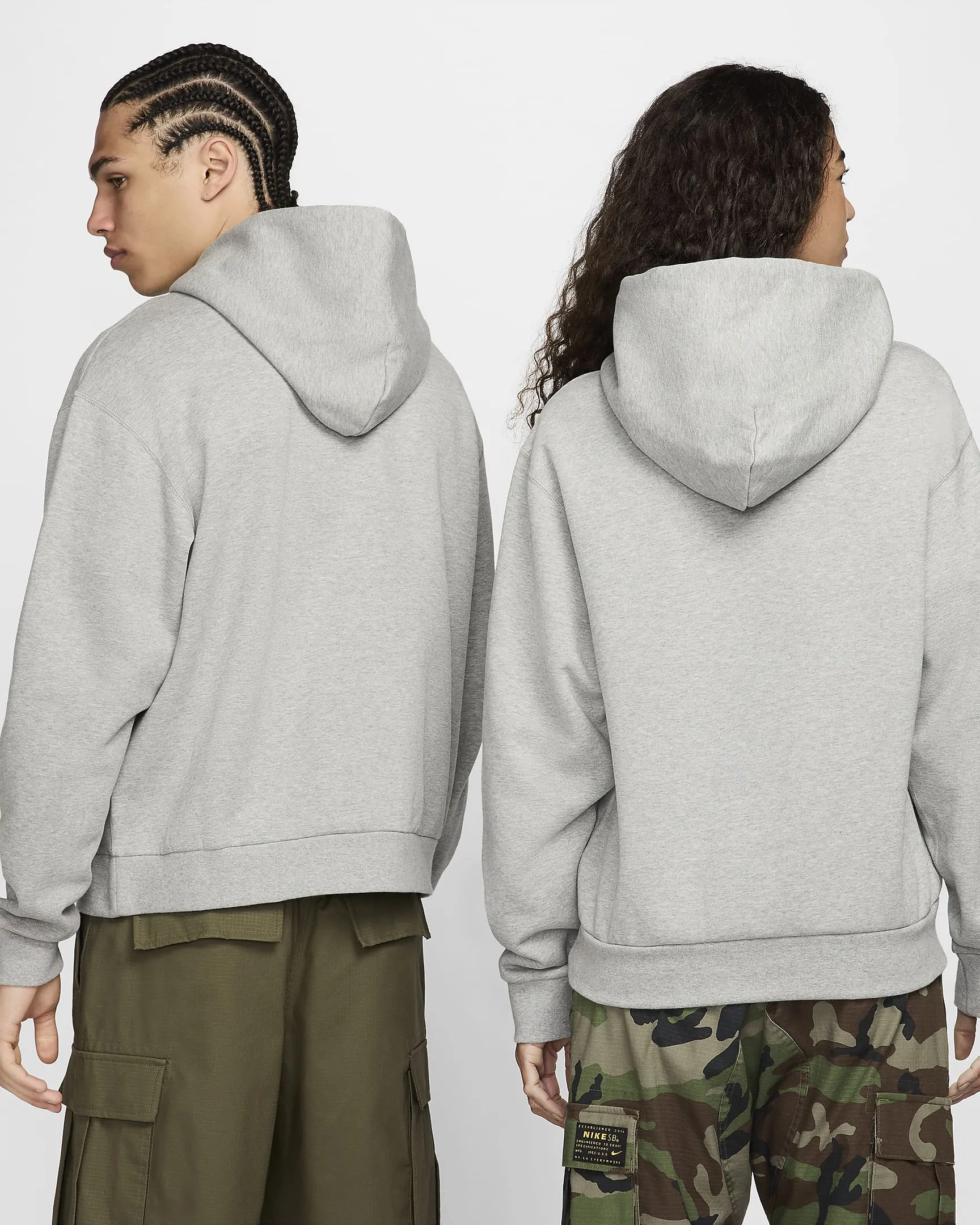 Nike Fleece Pullover Skate Hoodie - DARK GREY HEATHER WHITE sold by Sun Diego Boardshops product image thumbnail 2