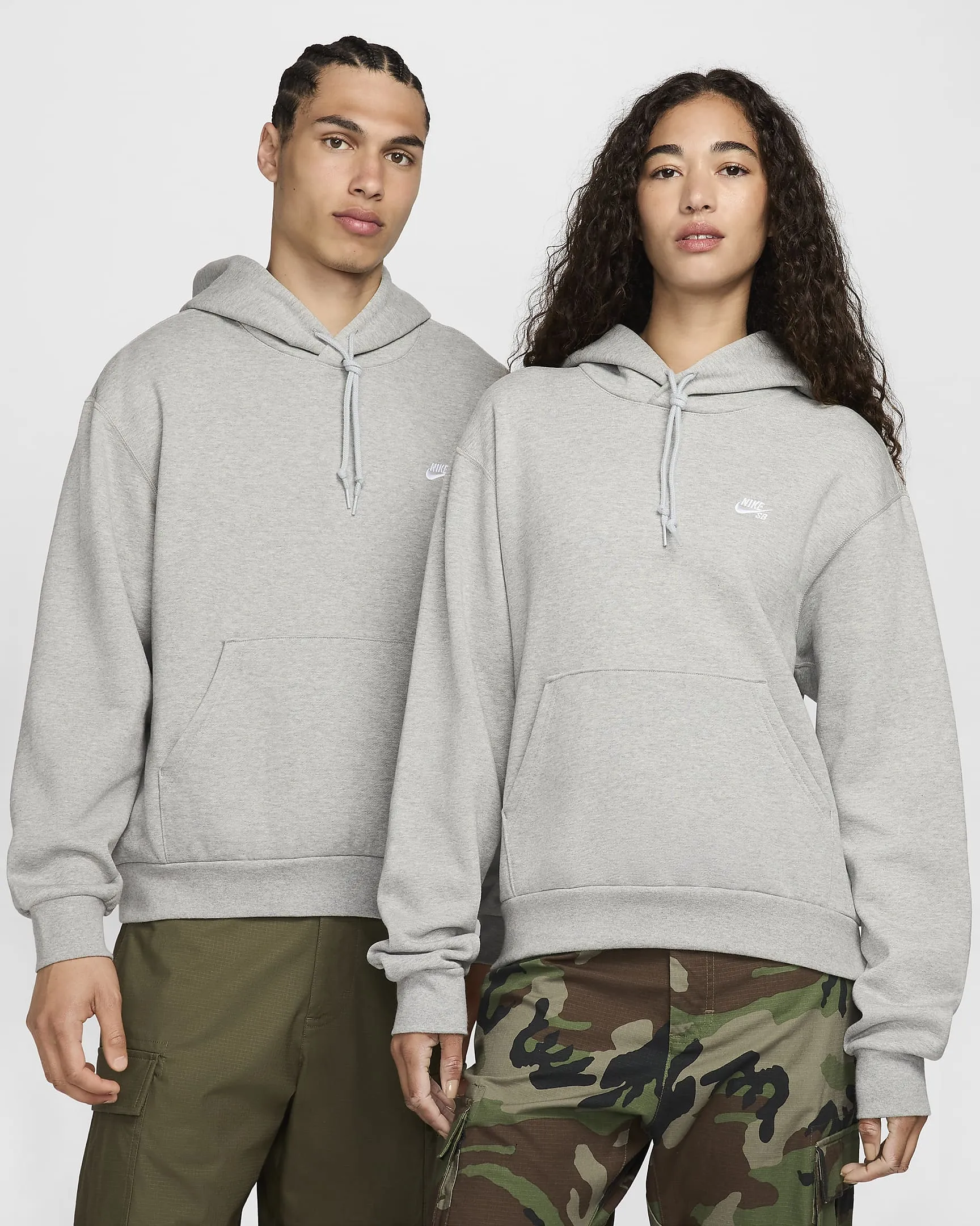 Nike Fleece Pullover Skate Hoodie - DARK GREY HEATHER WHITE sold by Sun Diego Boardshops
