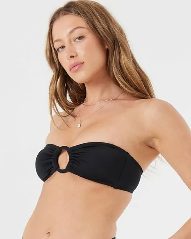Roxy SD Beach Classics Ring Bandeau Bikini Top - ANTHRACITE sold by Sun Diego Boardshops