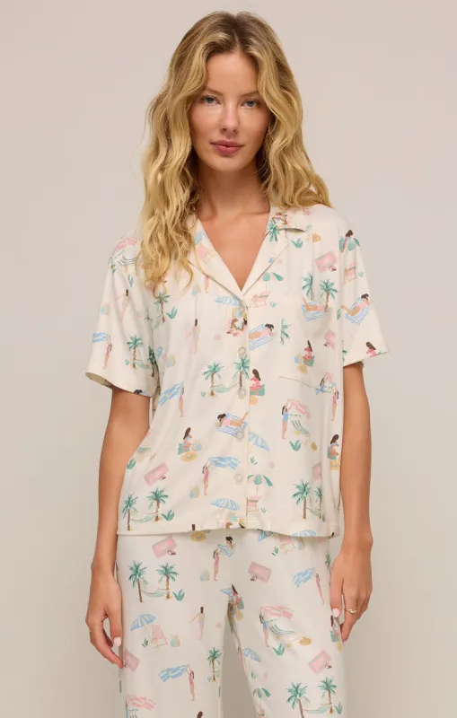 Z-Supply Beach Days Pajama Top - BONE sold by Sun Diego Boardshops