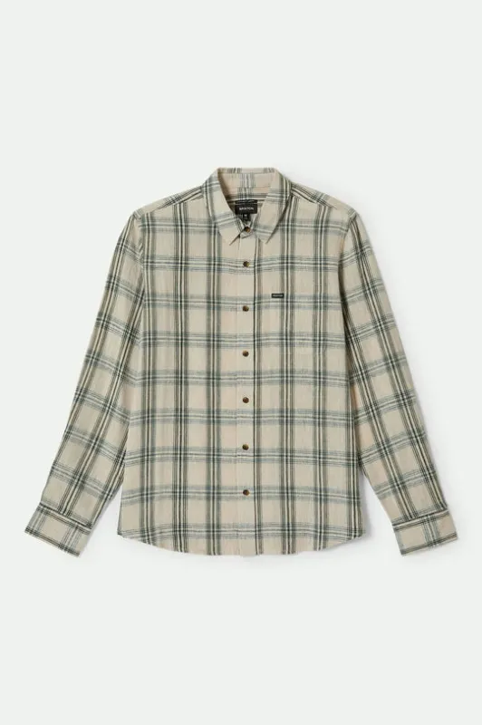 Brixton Charter Linen Blend L/S Shirt - OFF WHITE sold by Sun Diego Boardshops