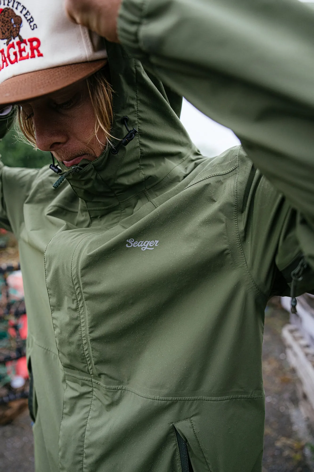 Seager Thundercloud Rain Jacket - OLIVE sold by Sun Diego Boardshops product image thumbnail 4