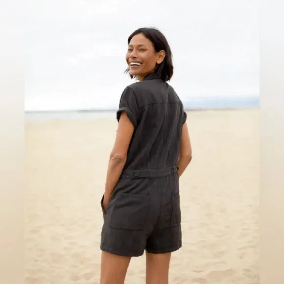 Outerknown S.E.A. Suit Shortall Romper - PITCH BLACK sold by Sun Diego Boardshops product image thumbnail 2