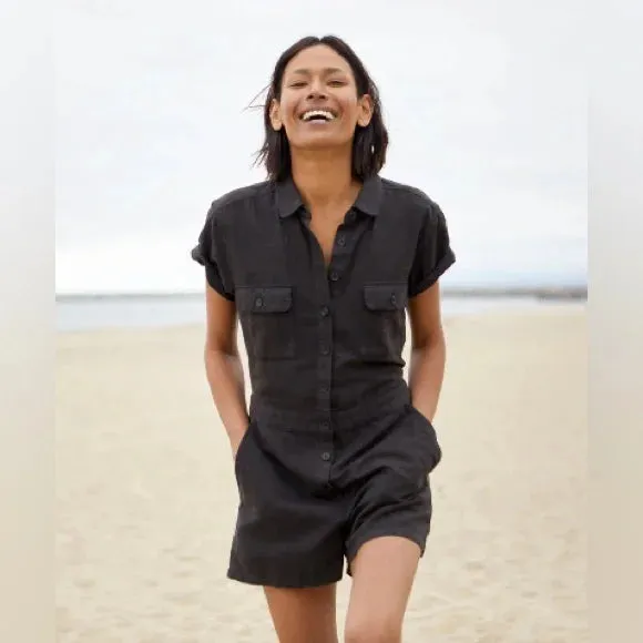 Outerknown S.E.A. Suit Shortall Romper - PITCH BLACK sold by Sun Diego Boardshops