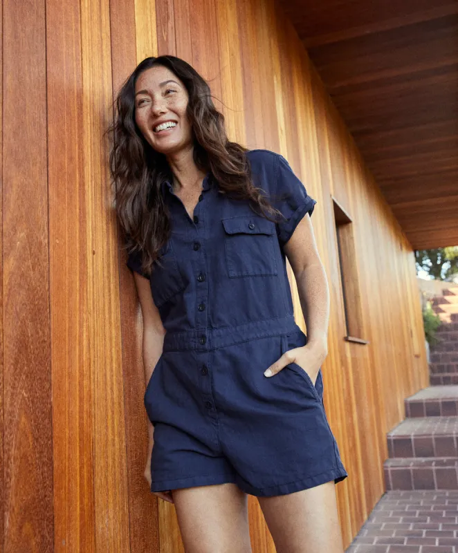 Outerknown S.E.A. Suit Shortall Romper - DARK NAVY sold by Sun Diego Boardshops