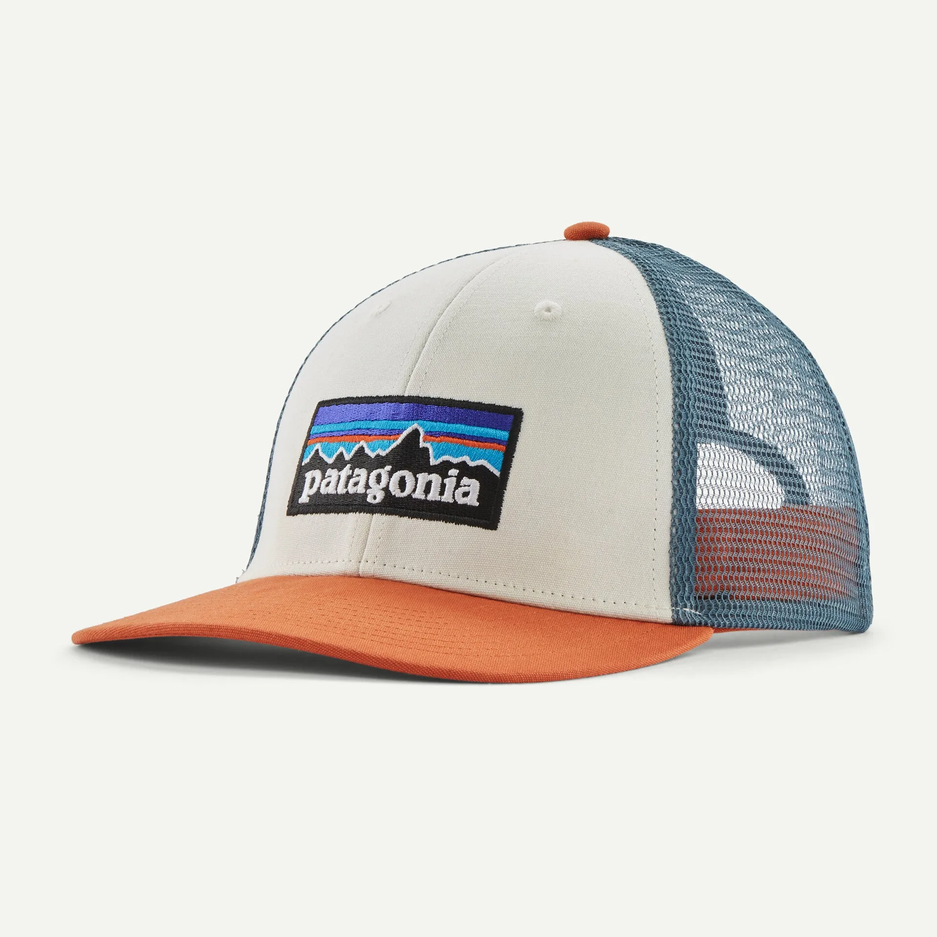 Patagonia P-6 Logo LoPro Trucker Hat - WHITE/REDTAIL RUST sold by Sun Diego Boardshops