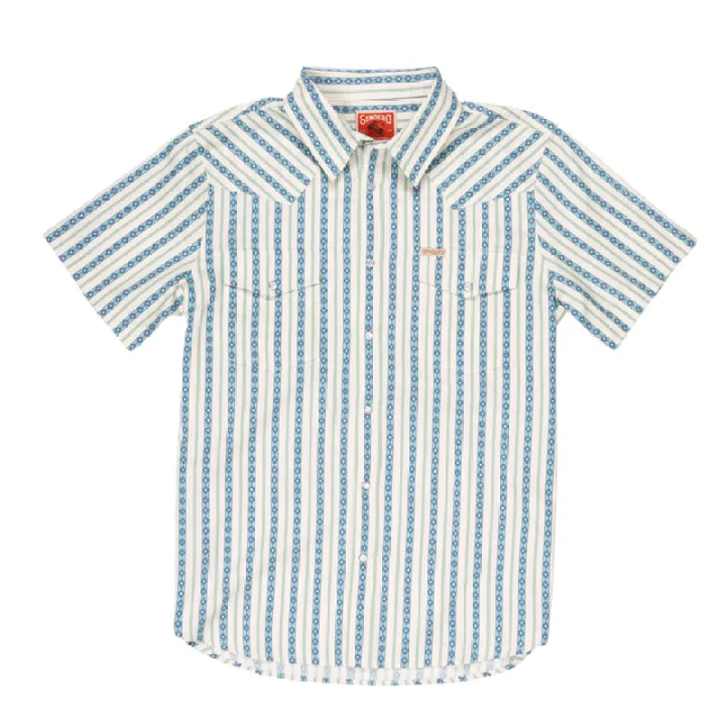 Sendero Serape Pearl Snap Short Sleeve - TEAL sold by Sun Diego Boardshops