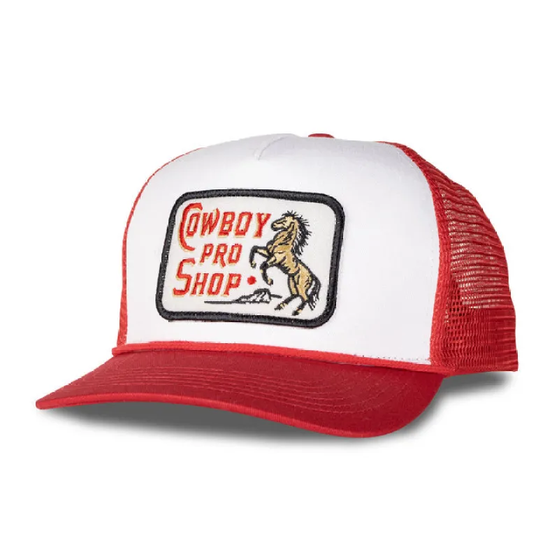 Sendero Cowboy Pro Shop Hat - WHITE/RED sold by Sun Diego Boardshops