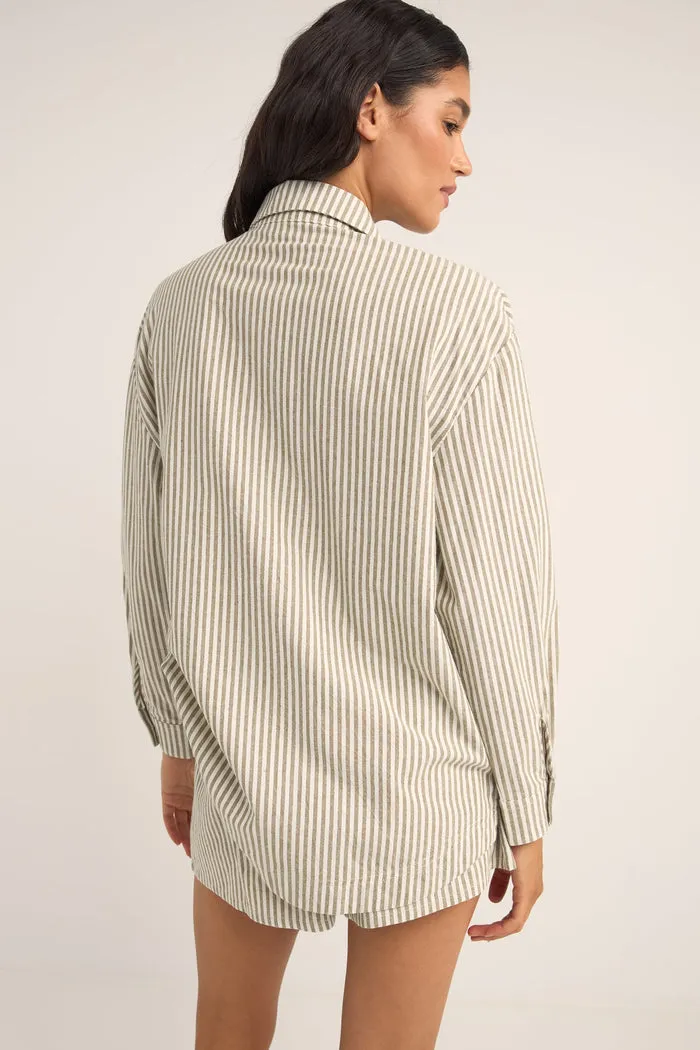 Rhythm Valley Stripe Oversized Shirt - IVY sold by Sun Diego Boardshops product image thumbnail 2