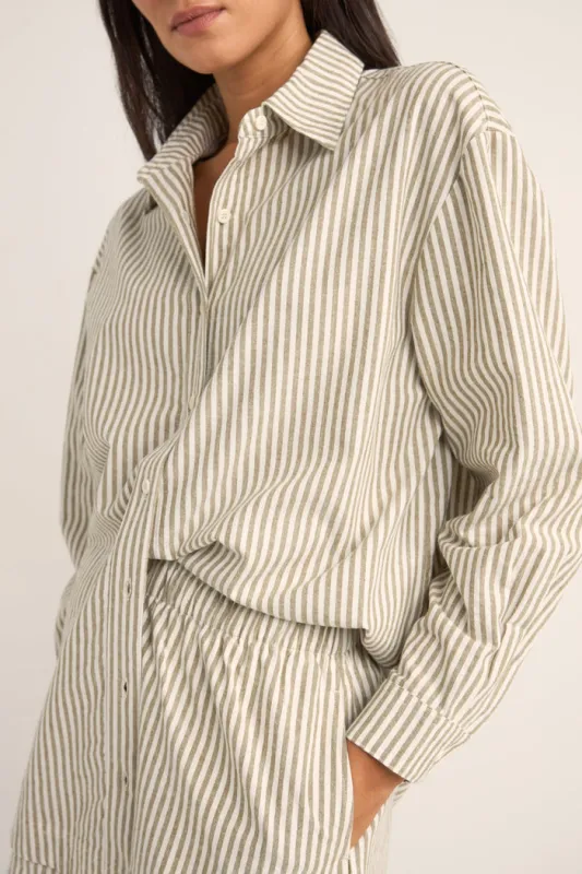 Rhythm Valley Stripe Oversized Shirt - IVY made by Rhythm.