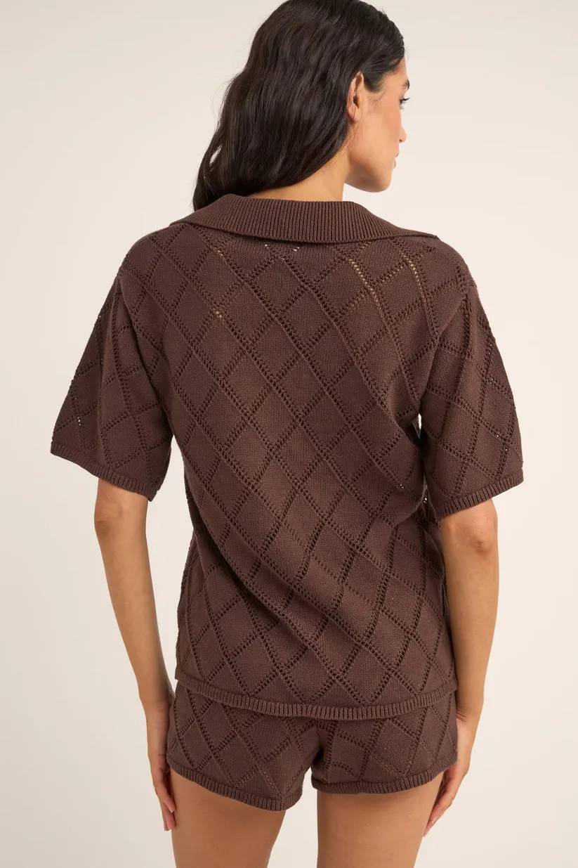 Rhythm Islander Collared Knit Shirt - CHOCOLATE sold by Sun Diego Boardshops product image thumbnail 2