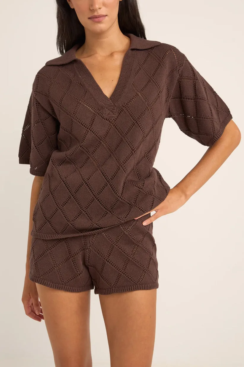 Rhythm Islander Collared Knit Shirt - CHOCOLATE sold by Sun Diego Boardshops