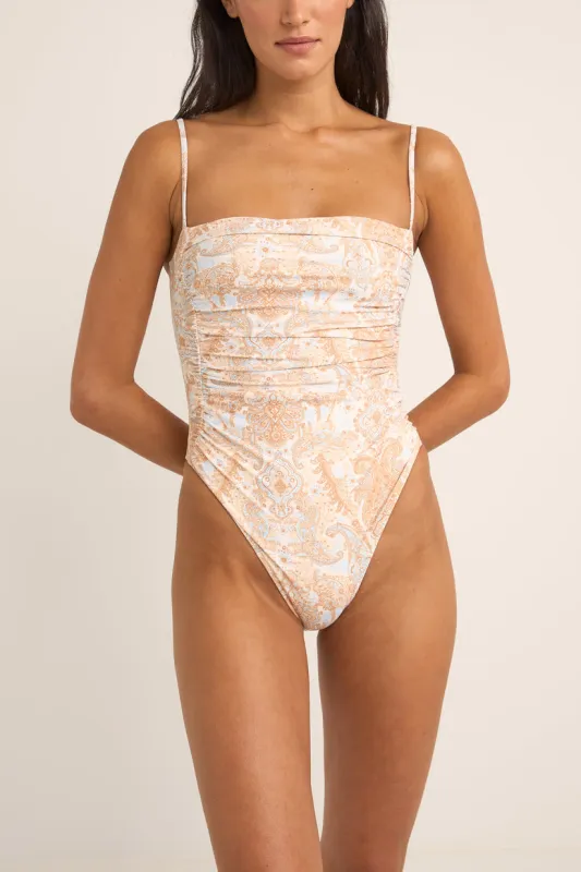 Rhythm Jean Paisley Scrunched Side One Piece - VINTAGE WHITE sold by Sun Diego Boardshops