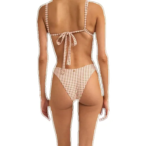 Rhythm Chloe Check Soft Strap Slide Tri Bikini Top - PEACH sold by Sun Diego Boardshops product image thumbnail 2