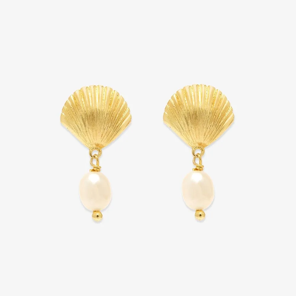 Pura Vida Radiant Island Pearl Earrings - GOLD sold by Sun Diego Boardshops