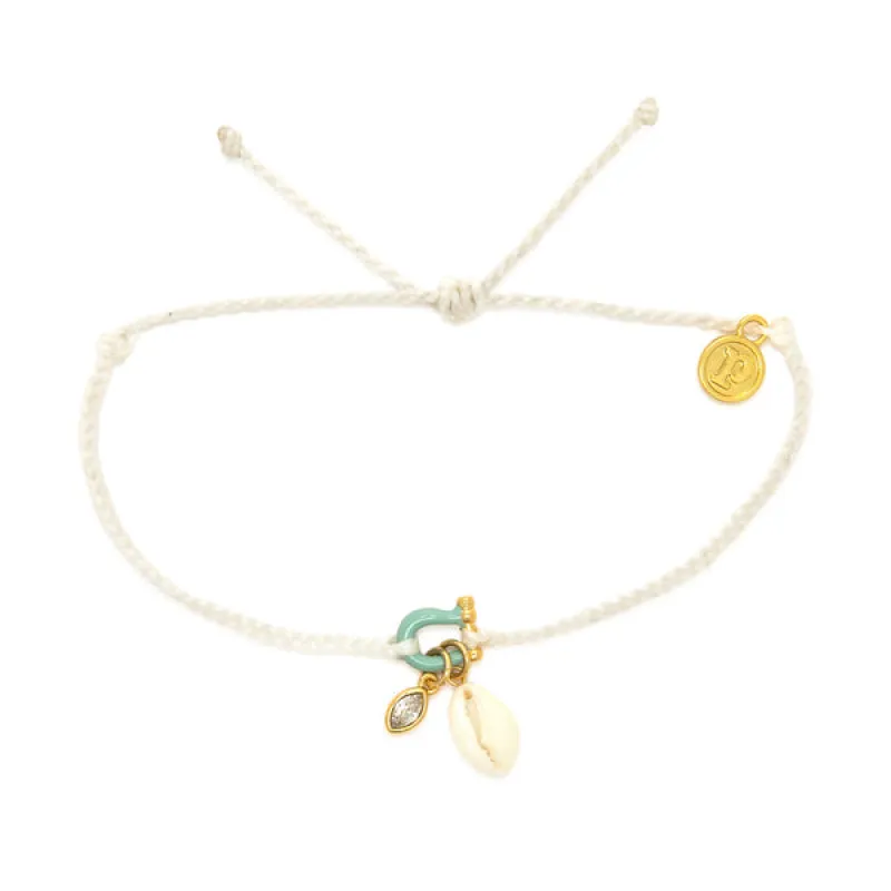 Pura Vida Bonne Chance Cowrie Charm Bracelet - NATURAL sold by Sun Diego Boardshops
