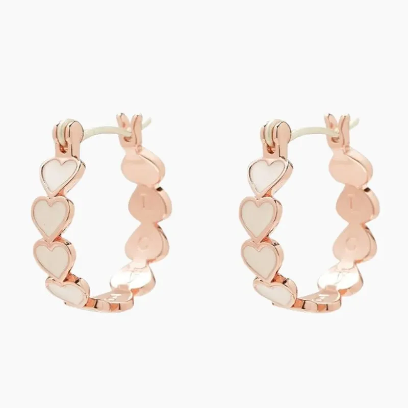 Pura Vida Love Enamel Heart Hoop Earrings - ROSEGOLD sold by Sun Diego Boardshops