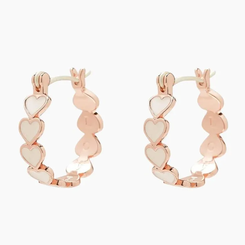 Pura Vida Love Enamel Heart Hoop Earrings - ROSEGOLD sold by Sun Diego Boardshops