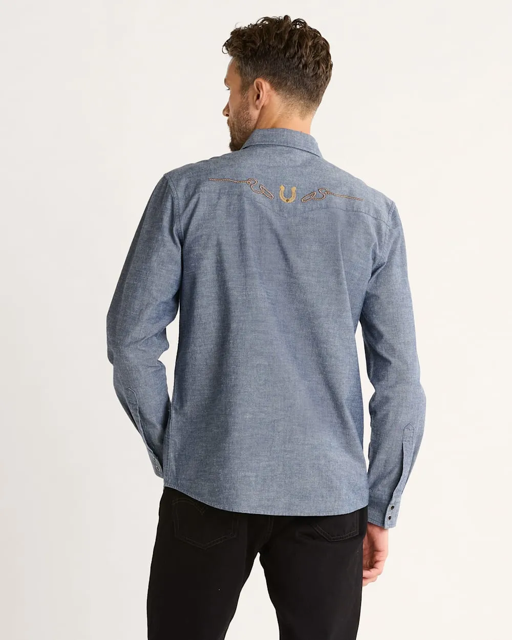 Pendleton MEN'S RODEO EMBROIDERED CHAMBRAY GAMBLER SHIRT - DARK BLUE/RODEO sold by Sun Diego Boardshops product image thumbnail 2