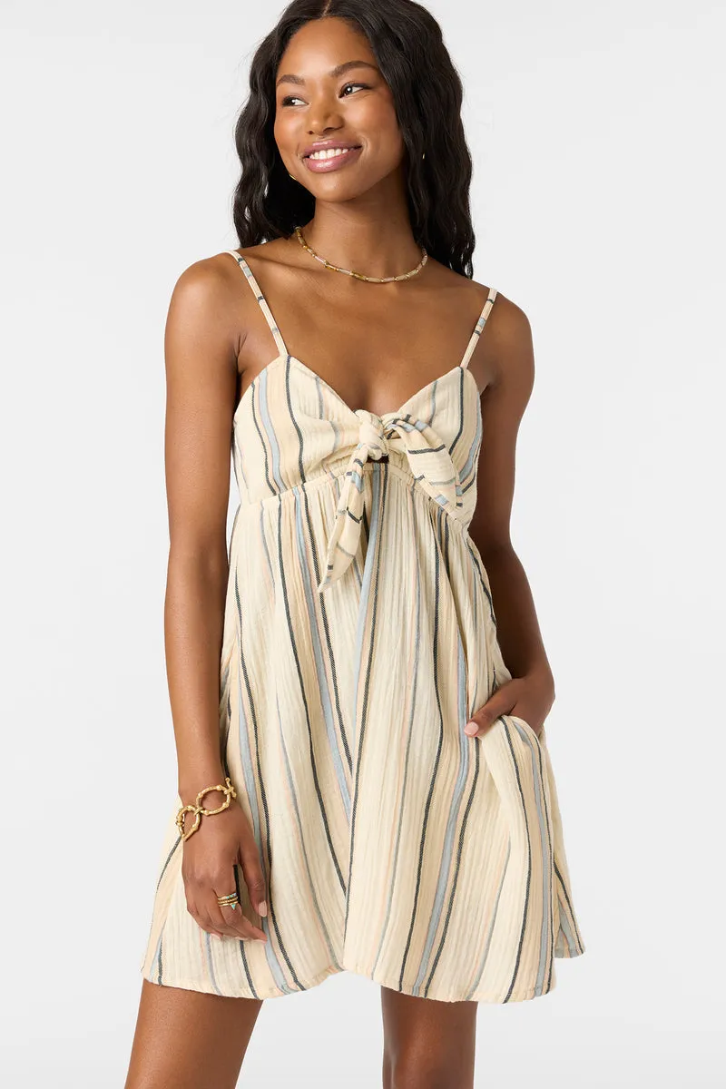 O'Neill NATALYA STRIPE SHORT DRESS - TAPIOCA sold by Sun Diego Boardshops