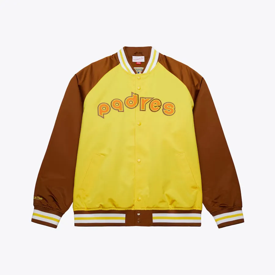 Mitchell & Ness Men's Gold San Diego Padres Vintage Logo Double Clutch Lightweight Satin Raglan Full-Snap Jacket - BROWN sold by Sun Diego Boardshops product image thumbnail 2