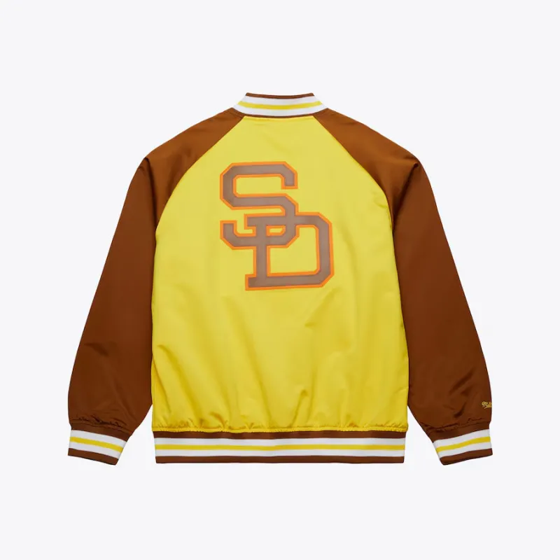 Mitchell & Ness Men's Gold San Diego Padres Vintage Logo Double Clutch Lightweight Satin Raglan Full-Snap Jacket - BROWN sold by Sun Diego Boardshops