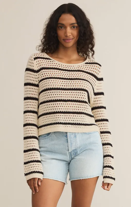 Z-Supply Kit Stripe Crochet Sweater - SEA SALT sold by Sun Diego Boardshops