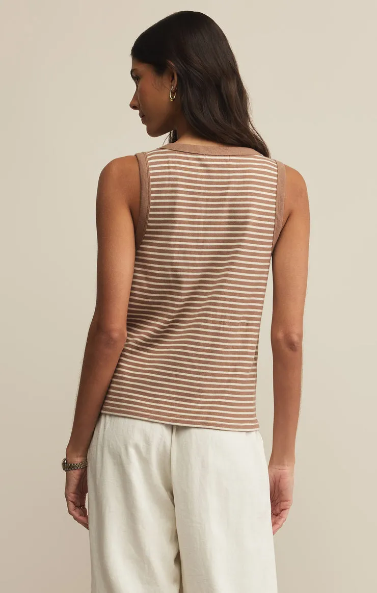 Z-Supply Elin Stripe Rib Tank - ICED COFFEE sold by Sun Diego Boardshops product image thumbnail 2