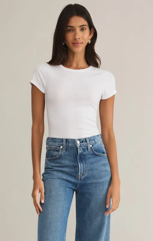 Z-Supply Avery Fitted Rib Tee - WHITE sold by Sun Diego Boardshops