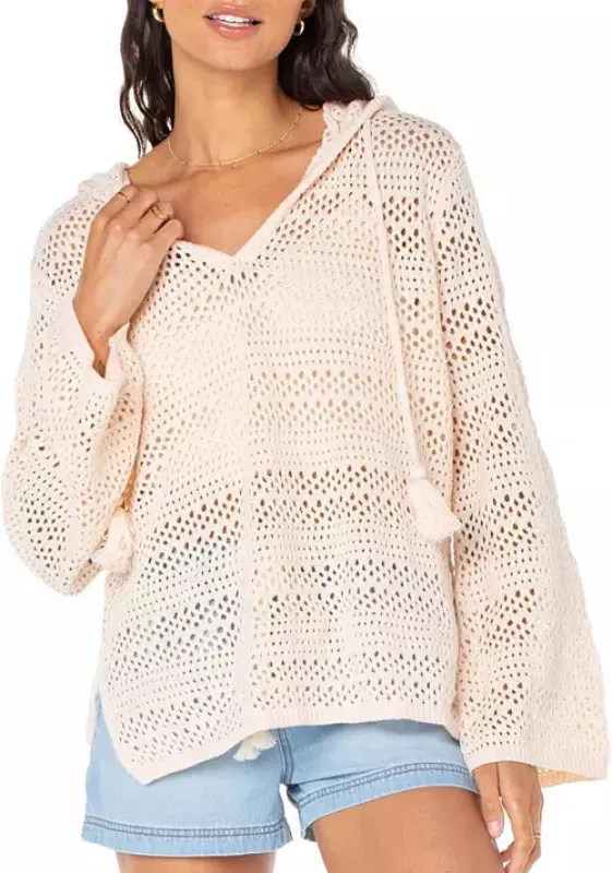 Roxy Hippie Love Hooded V-Neck Sweater - PINK CHAMPAGNE made by Roxy
