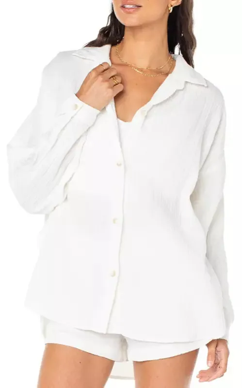 Roxy Morning Time Long Sleeve Top - EGRET SOLID sold by Sun Diego Boardshops